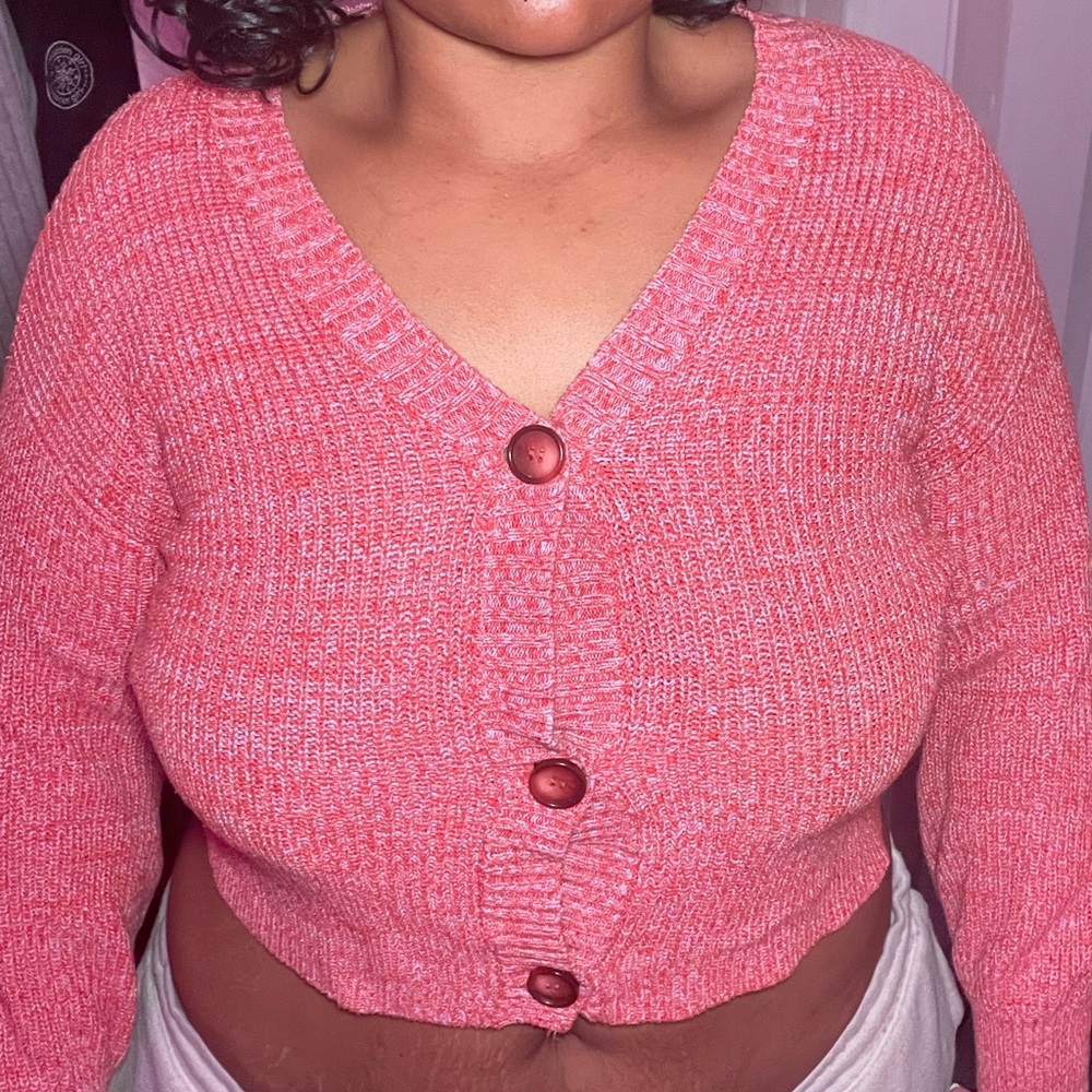 Free people Women's Pink Button-Up Sweater